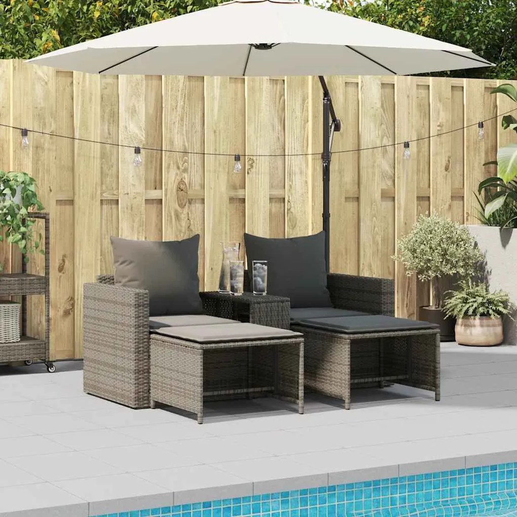 5 pcs conjunto sofás de jardim c/ almofadões empilhável vime PE