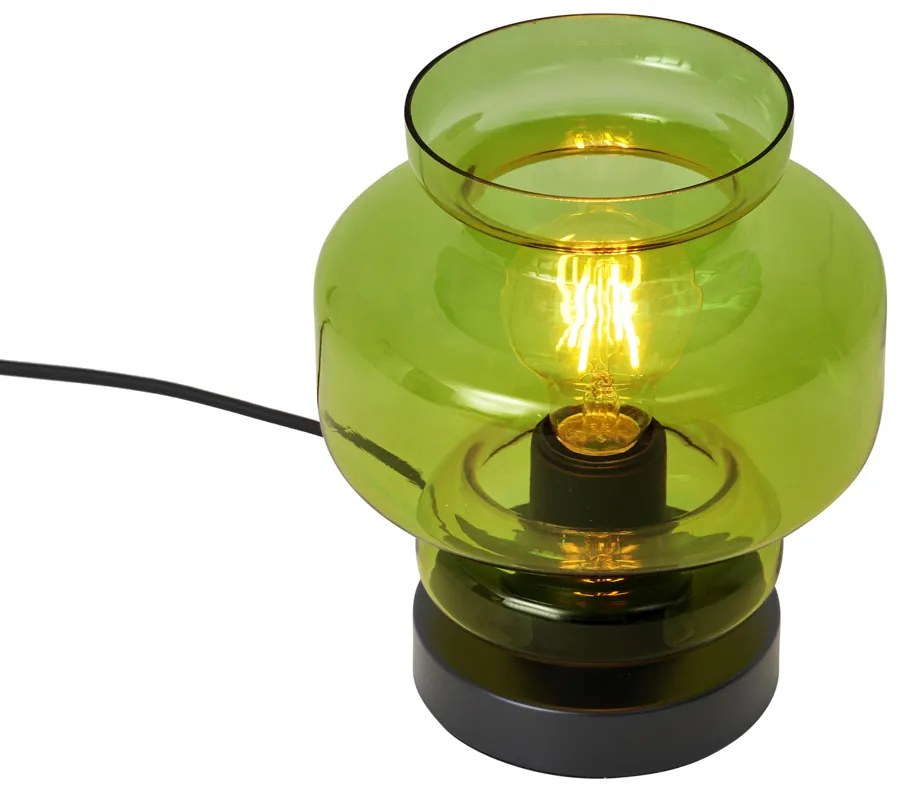 Candeeiro de Mesa Retro Preto com Vidro Verde - Denise Retro