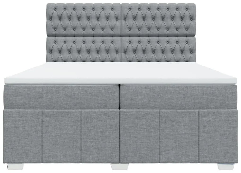 Cama com molas/colchão 200x200 cm tecido cinza-claro