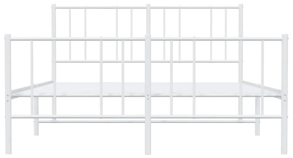 Estrutura de cama com cabeceira e pés 135x190 cm metal branco