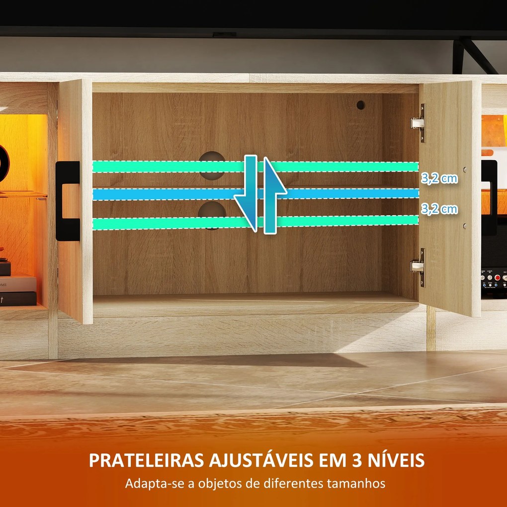 Móvel de TV Moderno com Luzes RGB 2 Orifícios para Cabos para Televiso