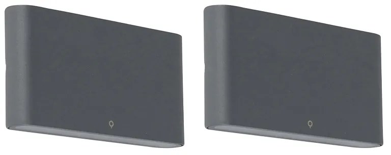 Conjunto de 2 Candeeiros de Parede Exteriores Cinzento Escuro 17,5 cm Incl. LED - Batt