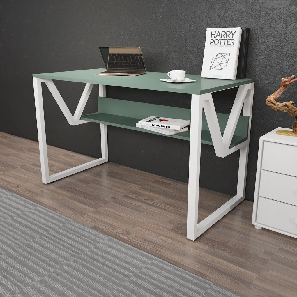 Secretária Lona – Verde e Branco – 120x72,8x60 cm