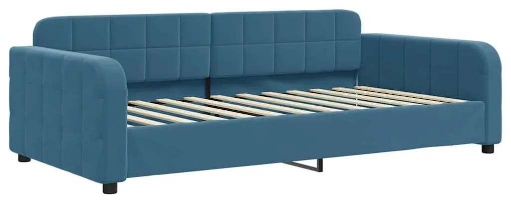 Sofá-cama com gavetão e gavetas 100x200 cm veludo azul