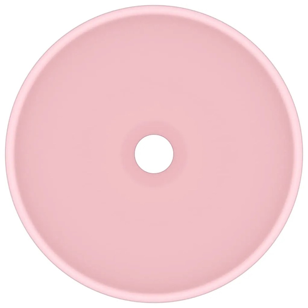 Lavatório WC luxuoso redondo 32,5x14cm cerâmica rosa mate