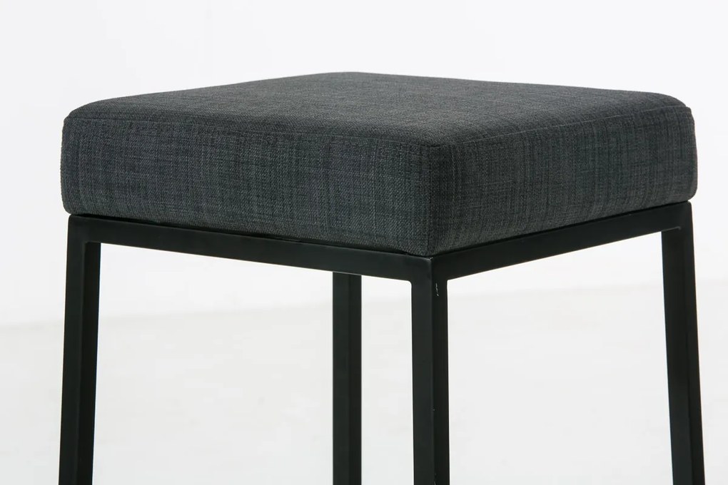 Banco de bar Montreal em tecido com estrutura preta 37 x 83 x 37 cm Cinzento escuro