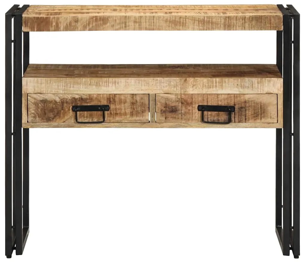 Mesas de Apoio vidaXL Pretas 90x33x75 cm em Madeira de Mangueira Maciç