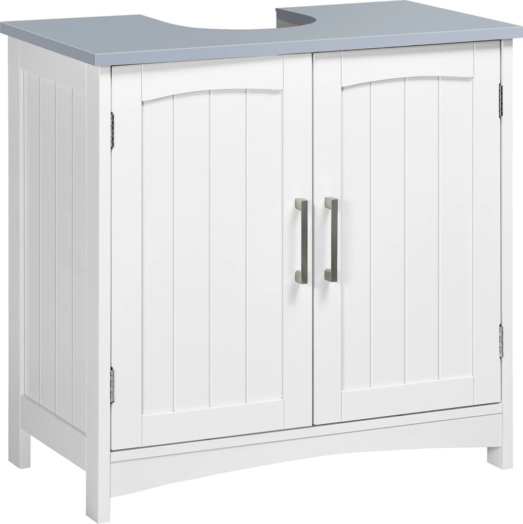Móvel de casa de banho para lavatório (NÃO INCLUIDO) com duas portas e prateleiras ajustáveis 60 x 33 x 60 cm branco
