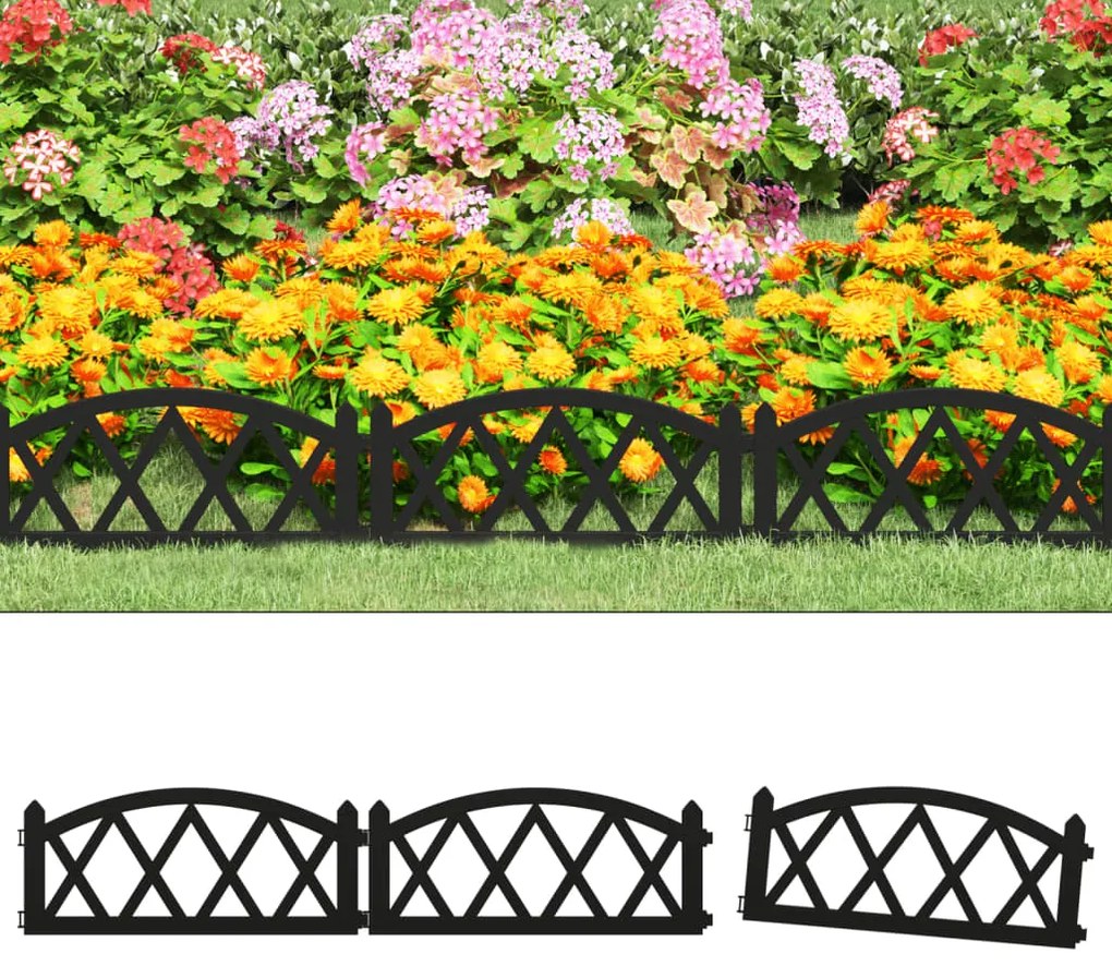 vidaXL Bordas de relvado 17 pcs 10 m PP preto