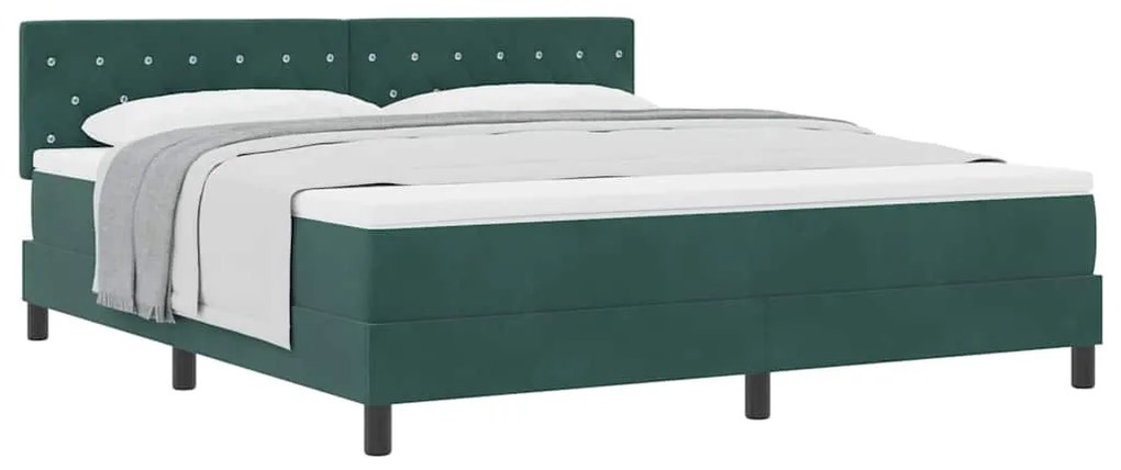 Cama Box Springs vidaXL com Colchão Verde Escuro Super King Veludo