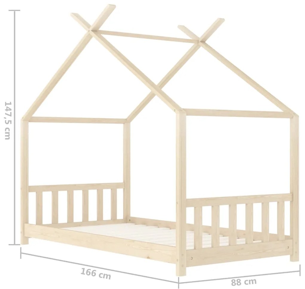 Estrutura de cama para crianças 80x160 cm pinho maciço