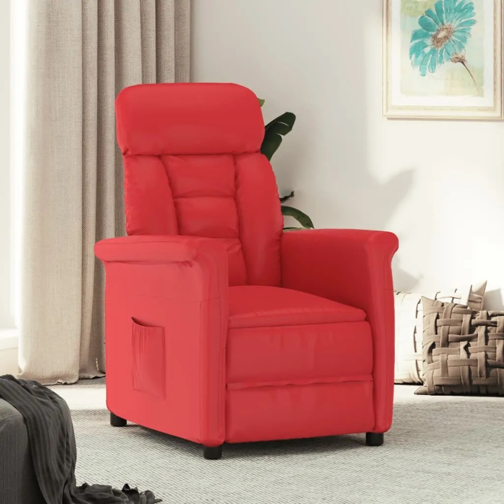 329676 vidaXL Poltrona reclinável couro artificial vermelho