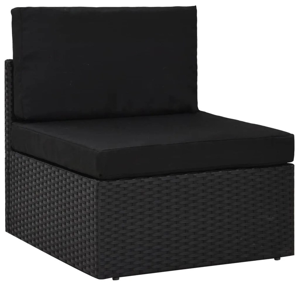 8 pcs conjunto lounge para jardim vime PE preto