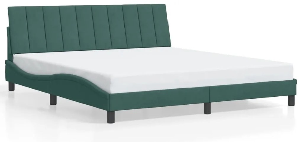 Estrutura de cama c/ luzes LED 180x200 cm veludo verde-escuro