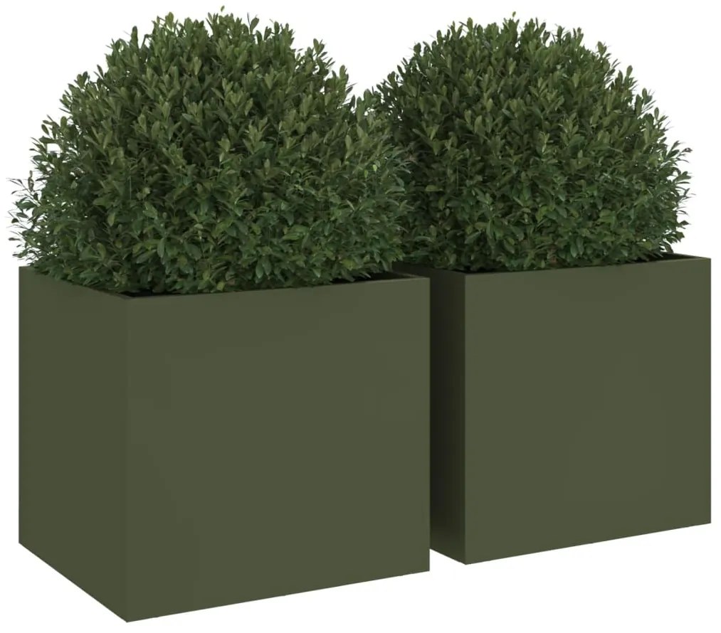 Vasos/floreiras 2 pcs 32x30x29 cm aço verde azeitona