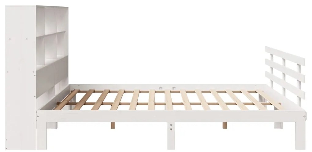 Cama com estante sem colchão 180x200 cm pinho maciço branco