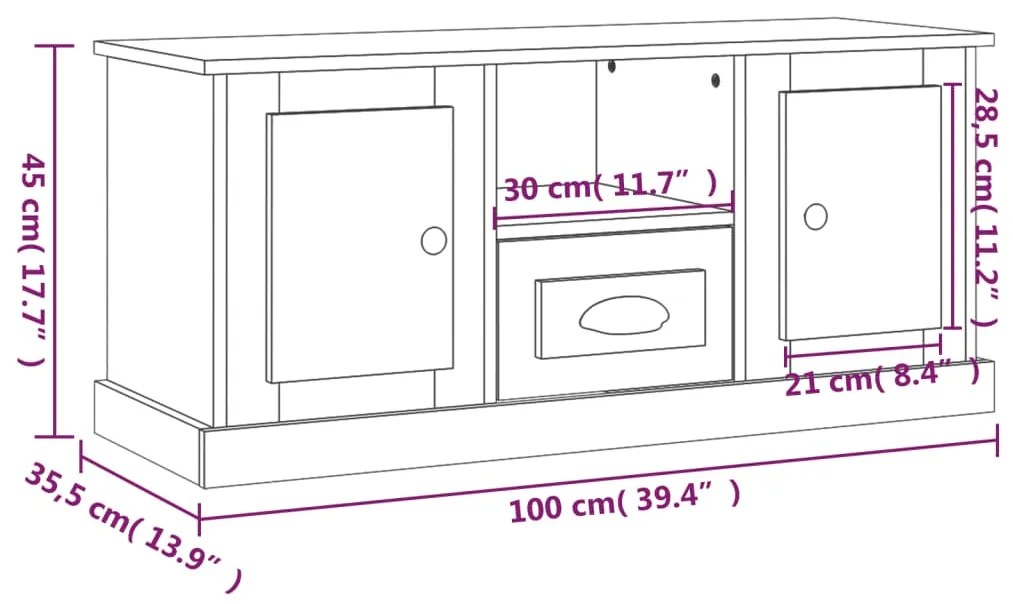 Móvel de TV 100x35,5x45 cm derivados de madeira branco