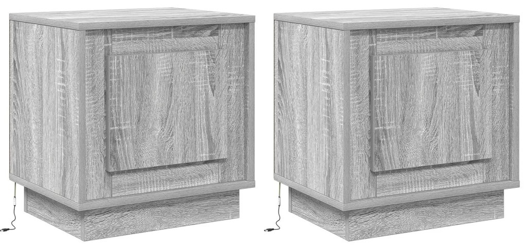 Gavetas de Cabeceira com Luzes LED 2 pcs Cinza Sonoma 44x34,5x45 cm