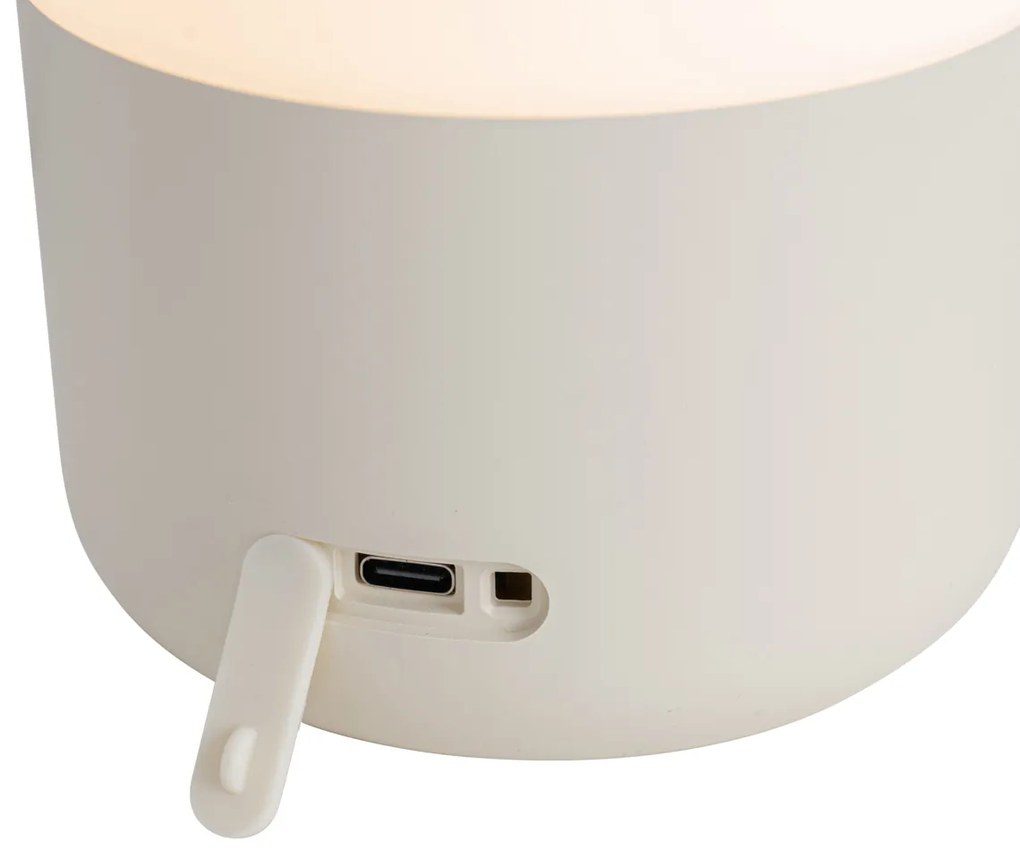 Candeeiro de mesa exterior bege com branco incluindo LED recarregável IP44 - Haard