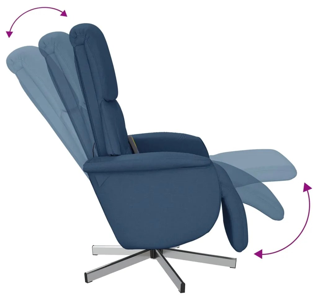 Cadeira de massagens reclinável c/ apoio de pés tecido azul