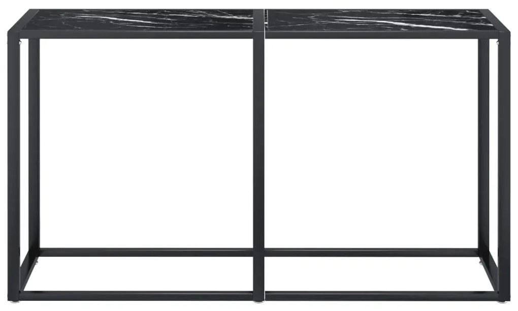 Mesa consola mármore preto 140x35x75,5 cm vidro temperado