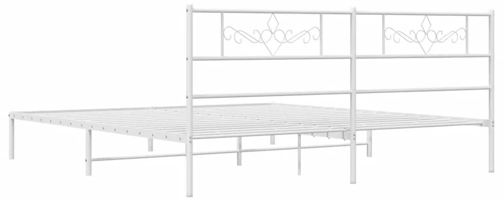 Estrutura de cama com cabeceira 193x203 cm metal branco