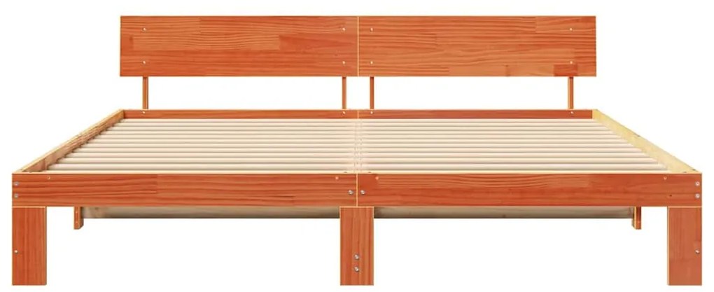 Estrado de Cama com Cabeceira Castanho 180x200 cm Madeira de Pinho