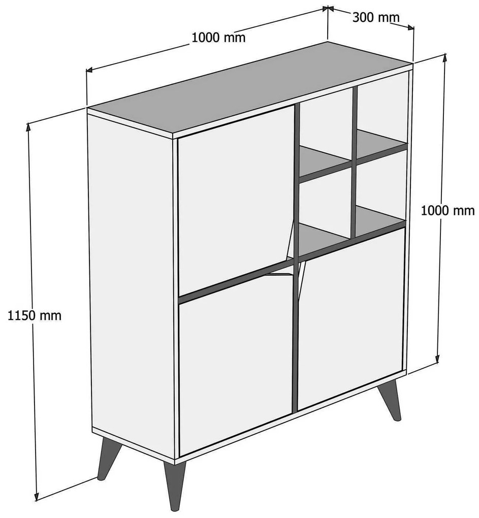 Armário Multiusos Pulse – Branco e Azul – 100x115x30 cm
