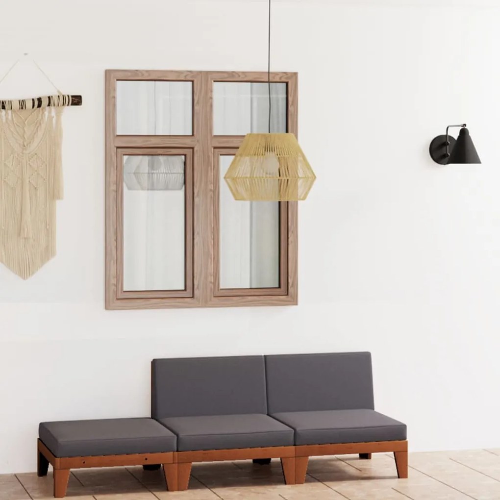 vidaXL 3 pcs conjunto lounge de jardim c/ almofadões acácia maciça