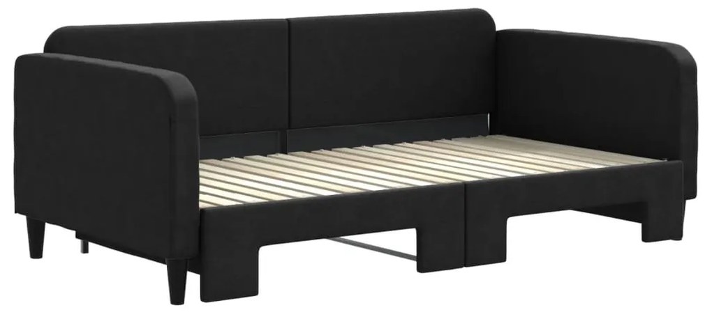 Sofá-cama com gavetão 90x190 cm tecido preto