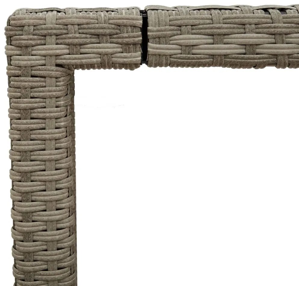 Mesa de jardim c/ tampo de vidro 90x90x75cm vime PE cinza-claro