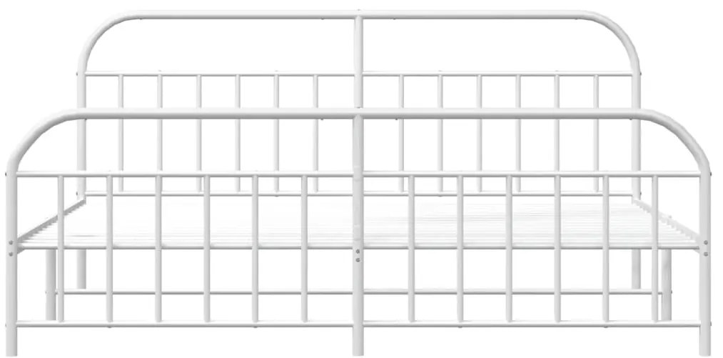 Estrutura de cama com cabeceira e pés 200x200 cm metal branco