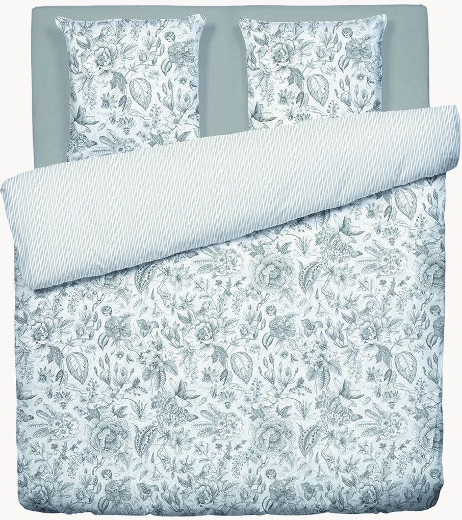 Conjunto de roupa de cama em cetim de algodão Fleurs Esquissées, vários tamanhos
