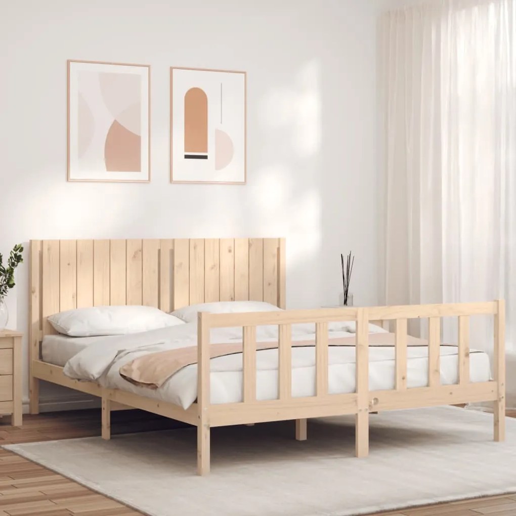 Cama sem colchão 160x200 cm madeira de pinho maciça