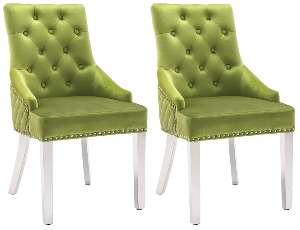 vidaXL Cadeiras de jantar 2 pcs veludo verde-claro