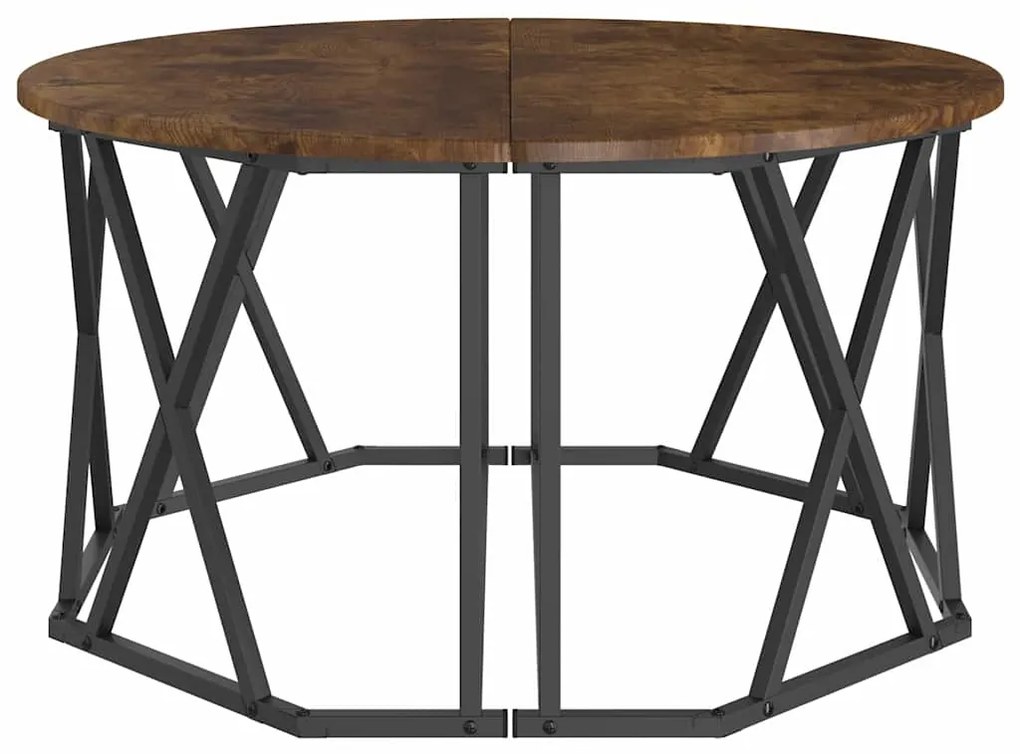 Mesa de Centro em Carvalho Fumado 80x80x42 cm Madeira de Engenharia
