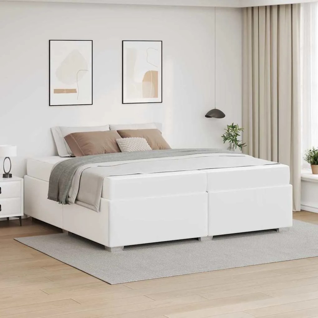 vidaXL Estrutura da Cama com colchão Branco 200 x 200 cm tecido