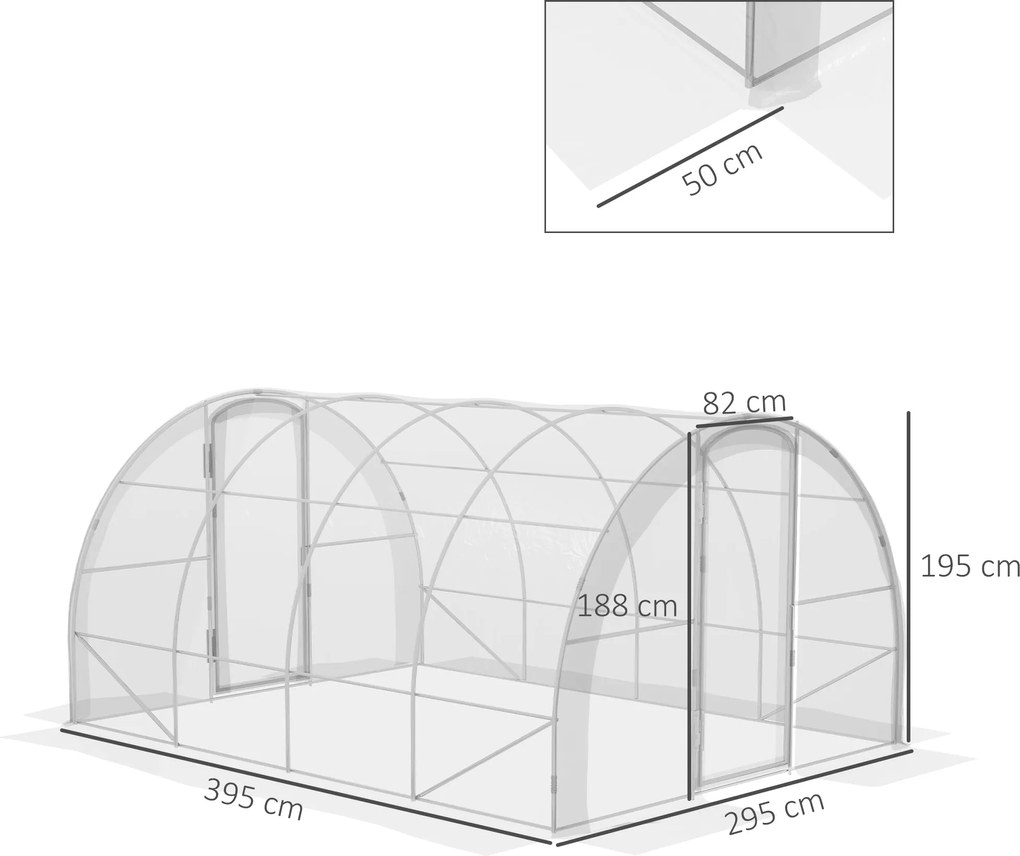 Estufa de Túnel 4x3x2 m Estufa de Jardim com 2 Portas Estufa para Hort