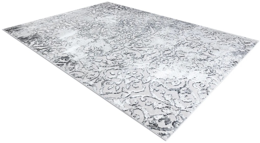 Tapete MEFE moderno 8724 Ornamento vintage - Structural dois níveis de lã cinza cinzento