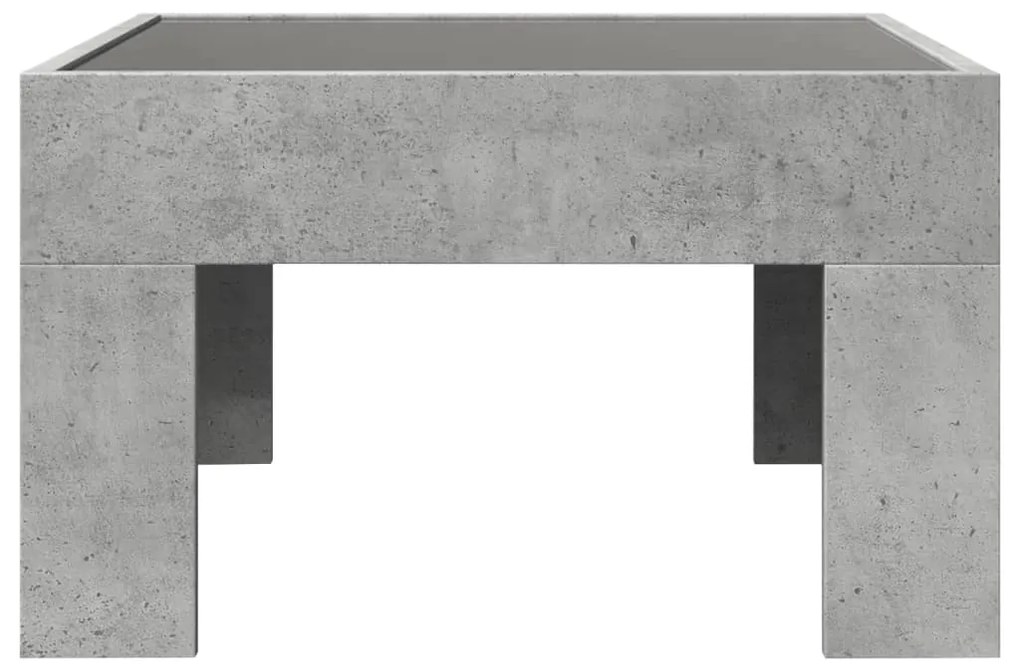 Mesa de centro luzes LED Infinity 50x50x30 cm cinzento cimento
