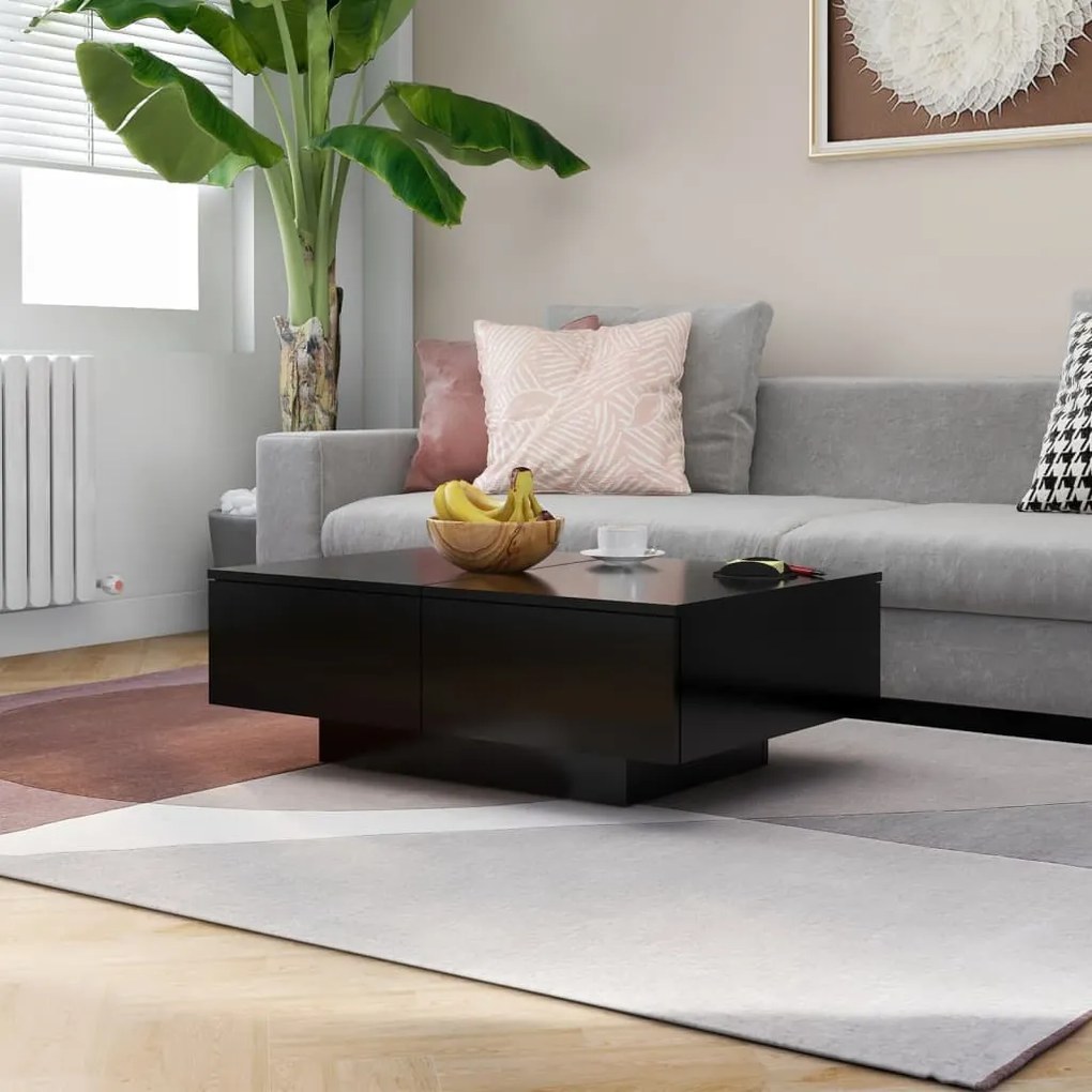 804176 vidaXL Mesa de centro 90x60x31 cm contraplacado preto