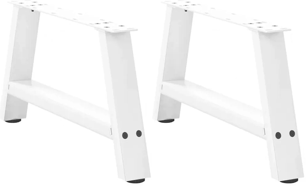 vidaXL Pés para mesa de centro em formato A, 2 peças, branco, 60x (30-31) cm, aço