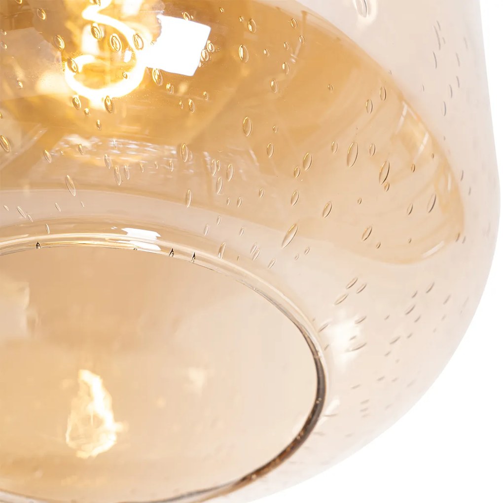 LED Plafon Inteligente Latão e Vidro Âmbar incl. WiFi G95 - Zuzanna Design