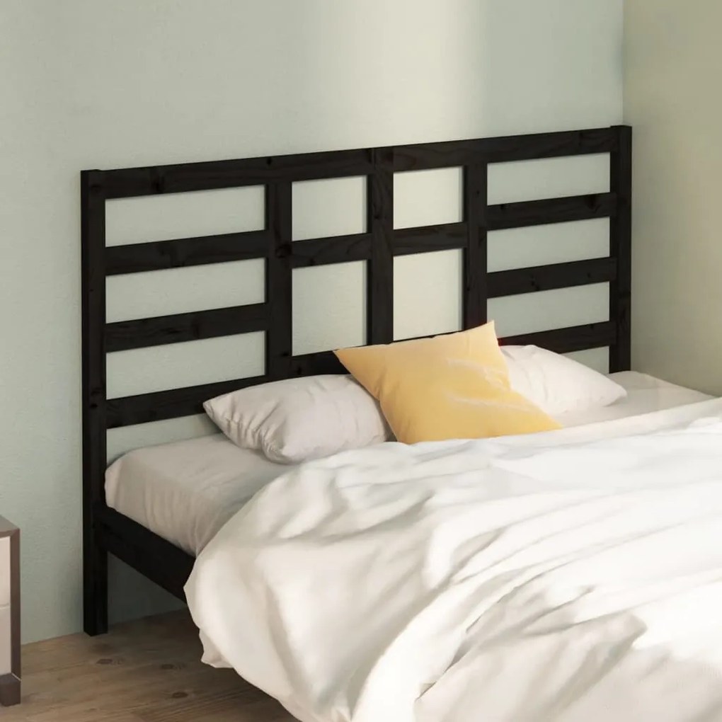 Cabeceira de cama 146x4x104 cm pinho maciço preto