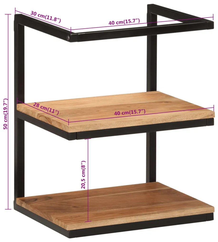 Estante de parede 40x30x50 cm madeira de acácia maciça e ferro