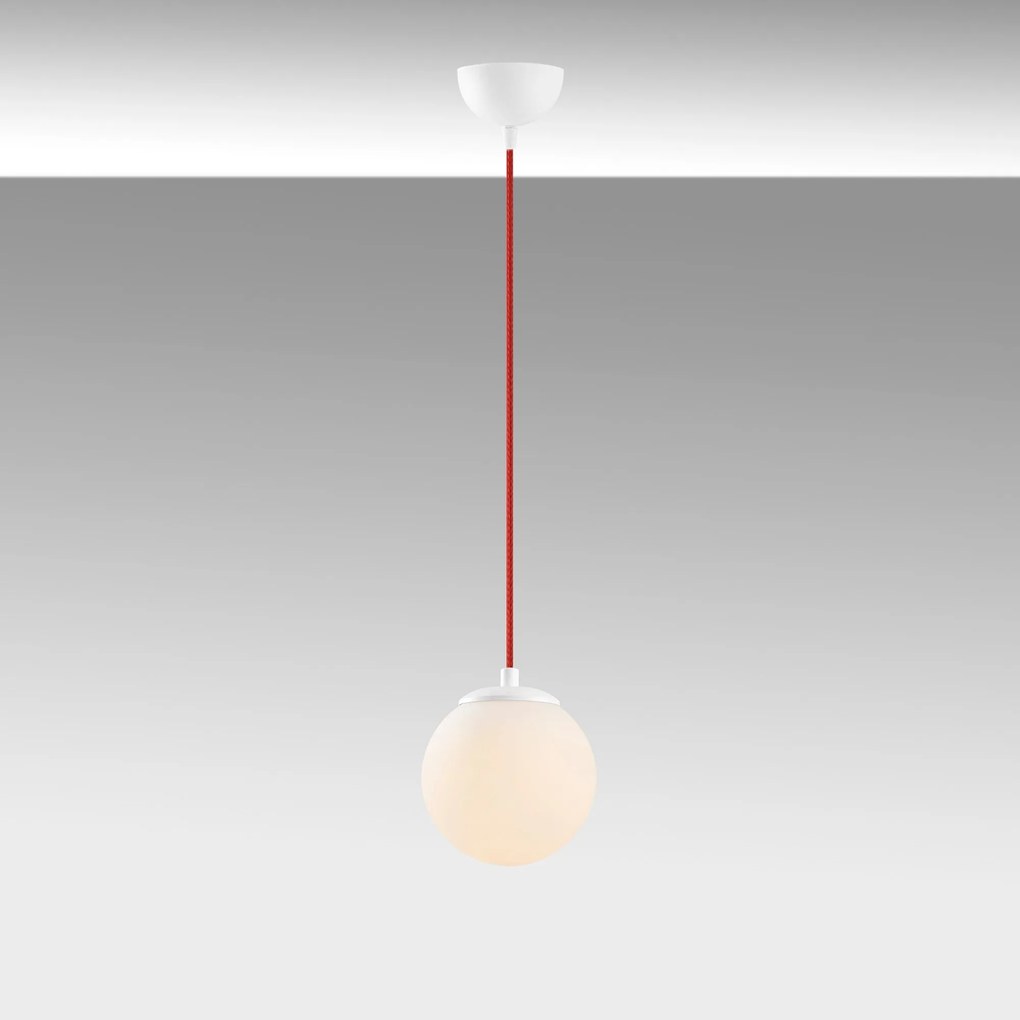 Candeeiro de Teto Efe – Branco e Vermelho – 15 x 15 cm