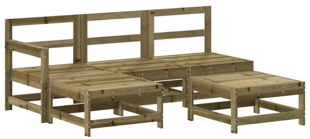 5 pcs conjunto lounge de jardim c/ almofadões pinho impregnado