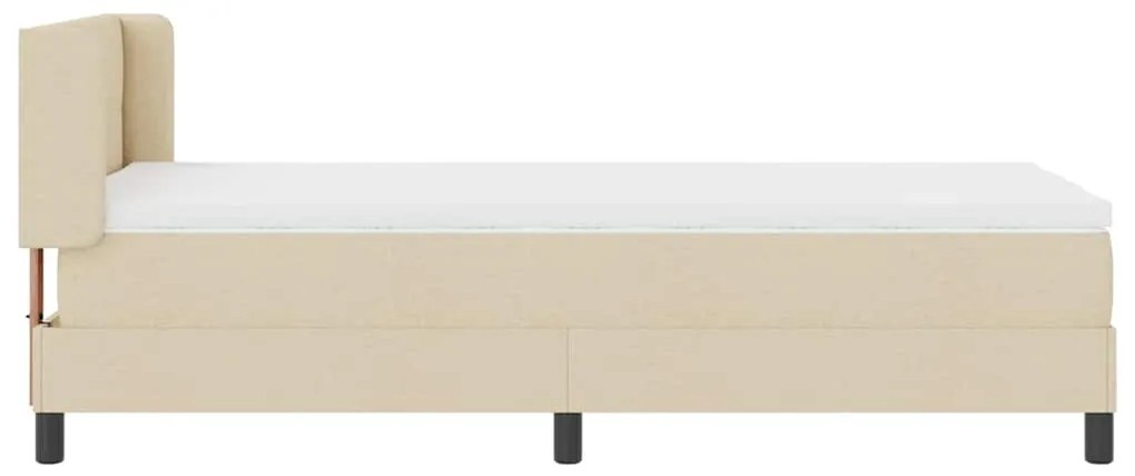 Cama Box com Colchão Creme, 90 x 200 cm, Estofada.
