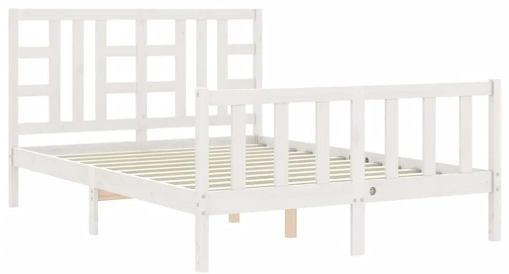 Cama sem colchão 140x200 cm madeira de pinho maciça branco