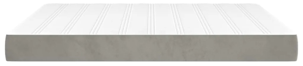 Colchão de molas ensacadas 180x200x20 cm veludo cinza-claro